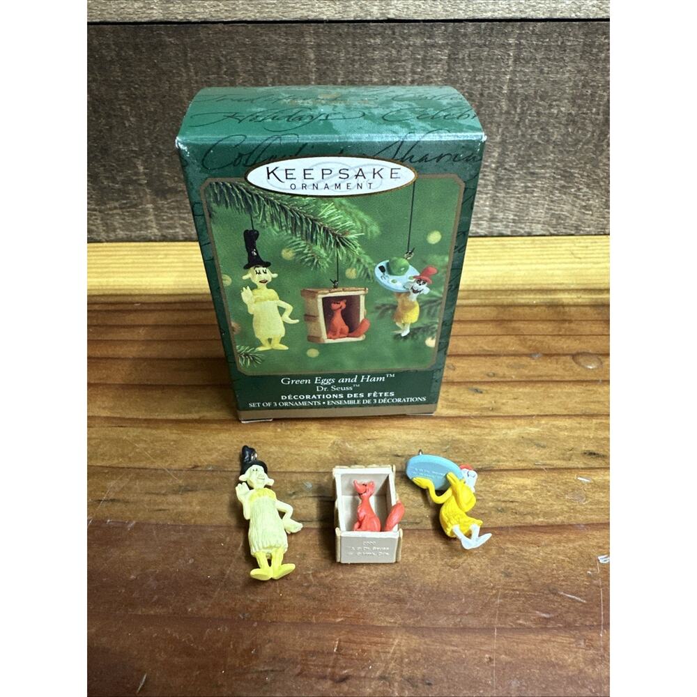 Hallmark Keepsake Ornament Green Eggs and Ham Dr. Seuss Mini Set Of 3 In Box